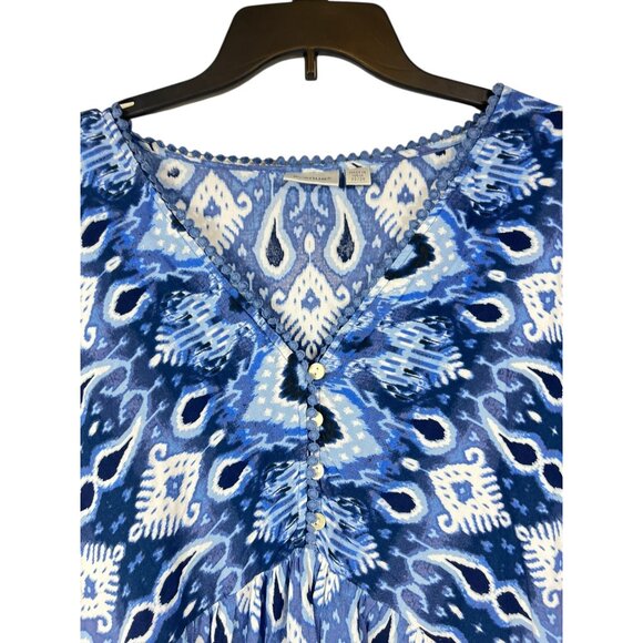 Avenue Womens Blue & White Boho Tunic Top With Button Details Size 22/24 - Picture 6 of 16